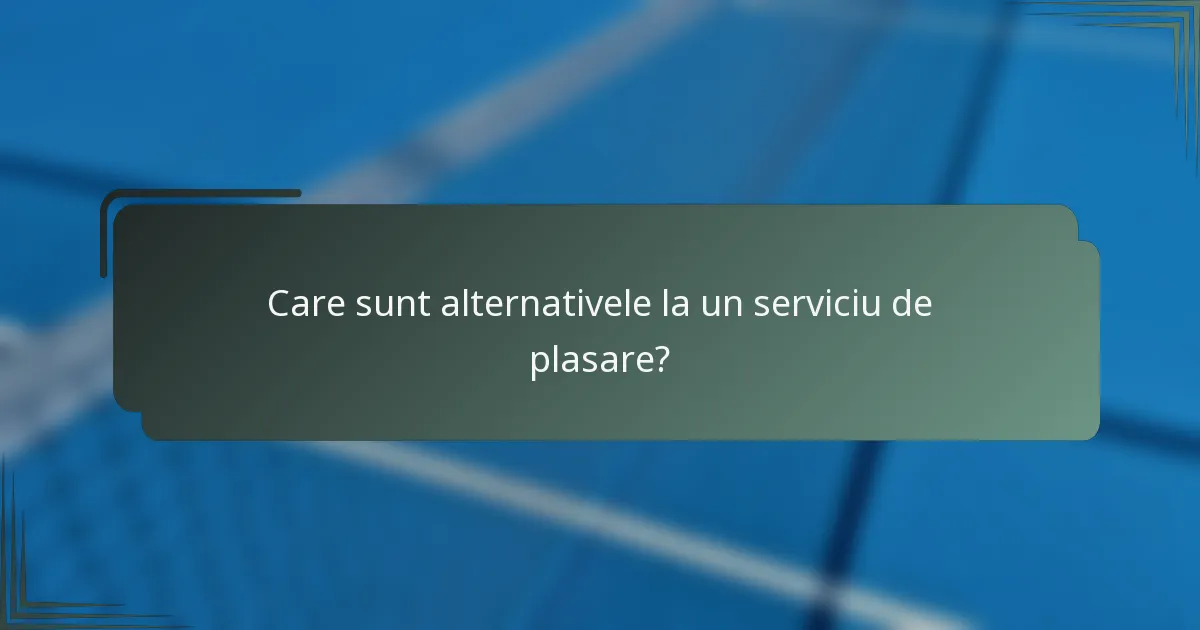Care sunt alternativele la un serviciu de plasare?