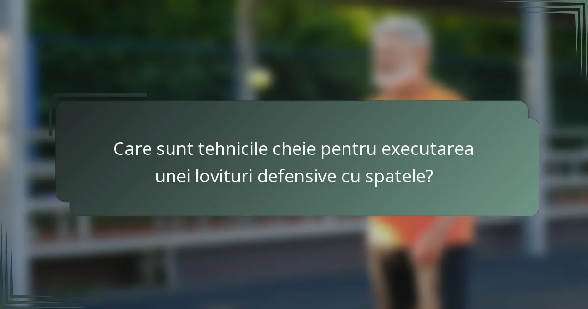 Care sunt tehnicile cheie pentru executarea unei lovituri defensive cu spatele?