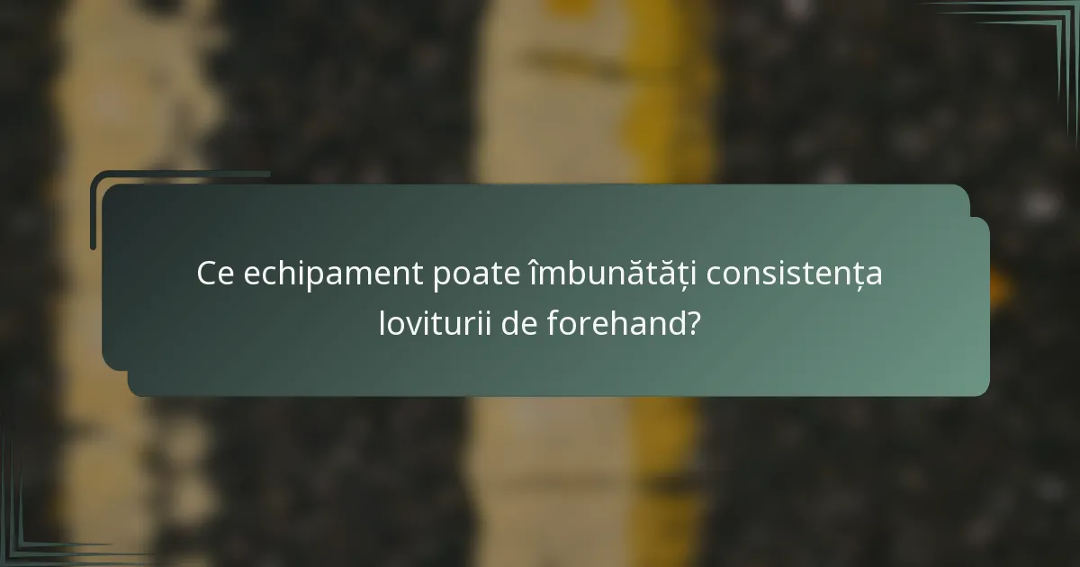 Ce echipament poate îmbunătăți consistența loviturii de forehand?