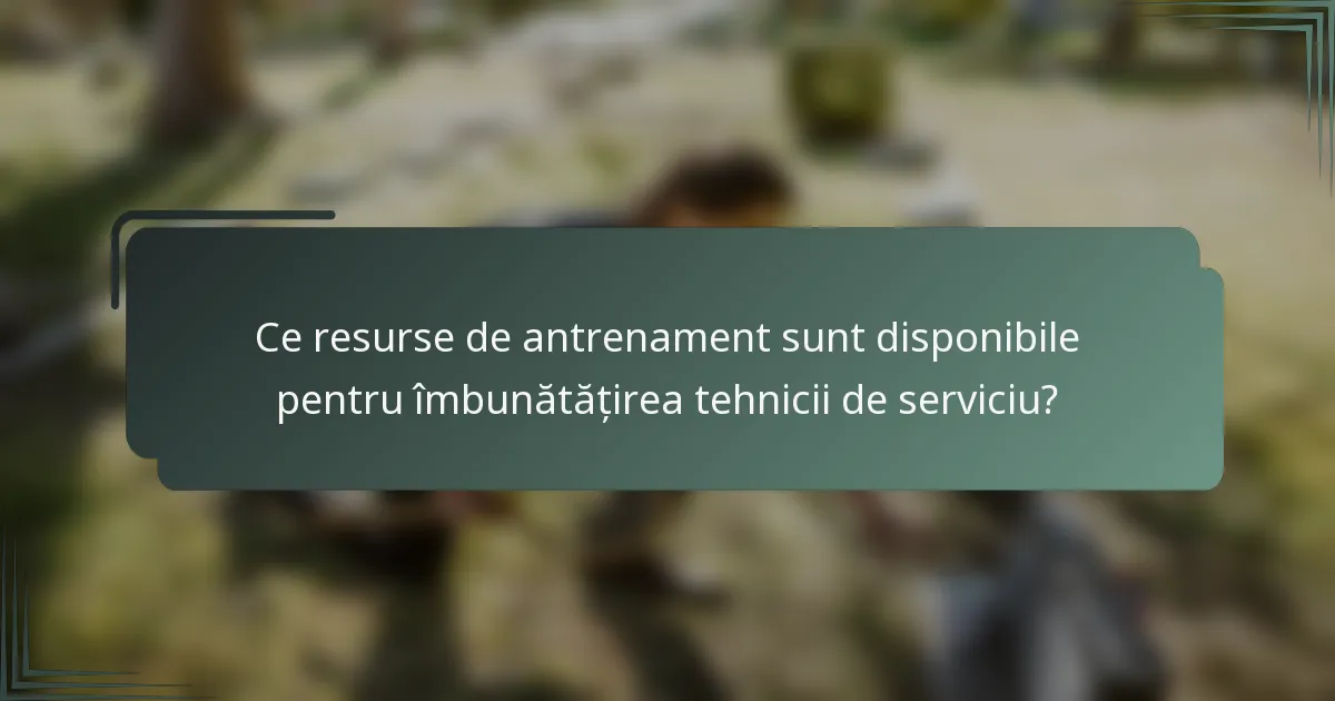 Ce resurse de antrenament sunt disponibile pentru îmbunătățirea tehnicii de serviciu?