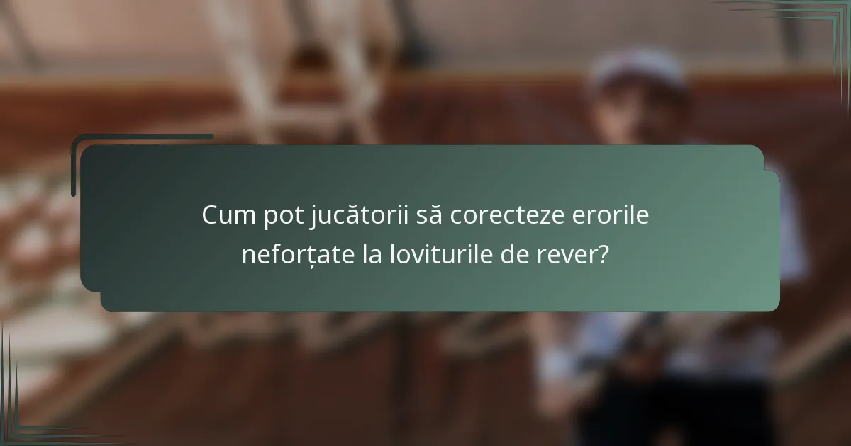 Cum pot jucătorii să corecteze erorile neforțate la loviturile de rever?