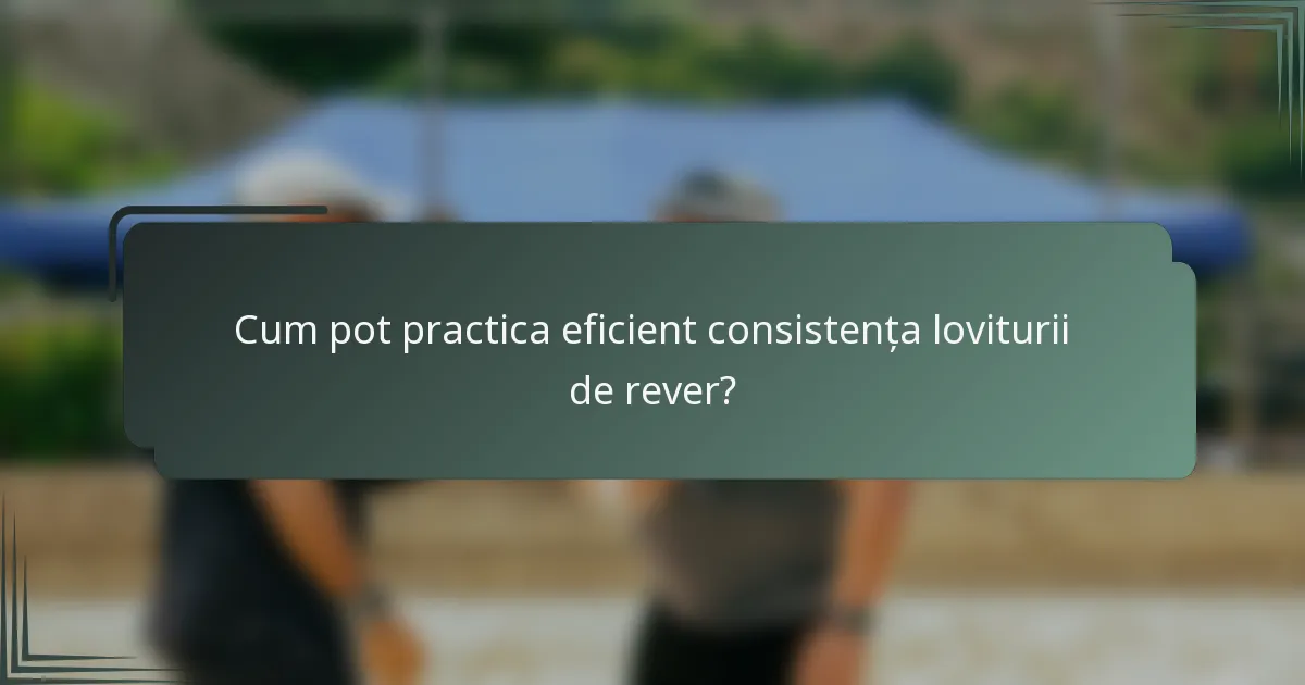 Cum pot practica eficient consistența loviturii de rever?