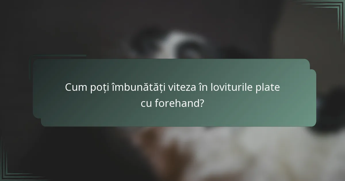 Cum poți îmbunătăți viteza în loviturile plate cu forehand?