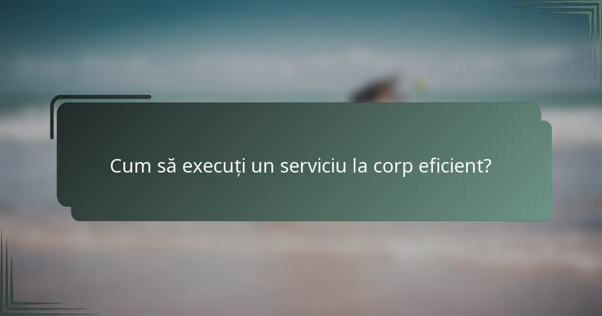 Cum să execuți un serviciu la corp eficient?