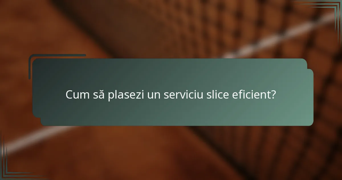 Cum să plasezi un serviciu slice eficient?