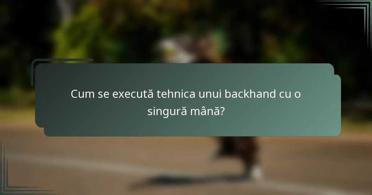 Cum se execută tehnica unui backhand cu o singură mână?