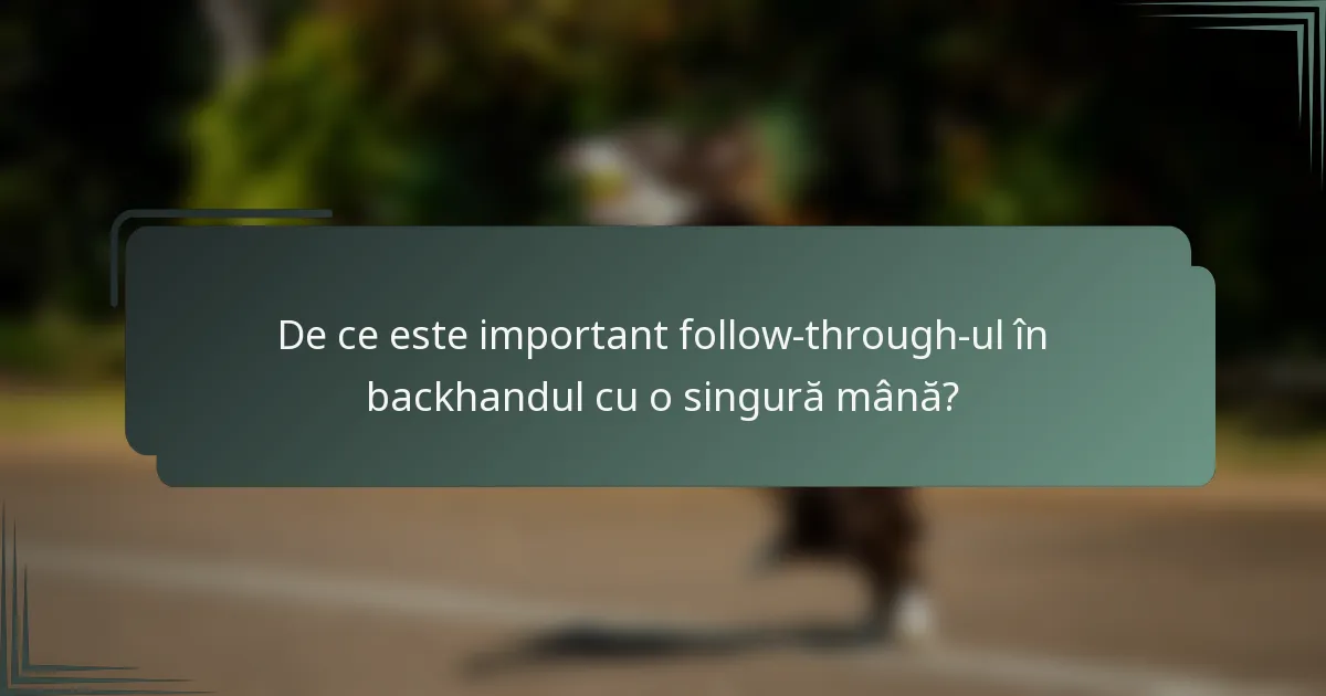 De ce este important follow-through-ul în backhandul cu o singură mână?